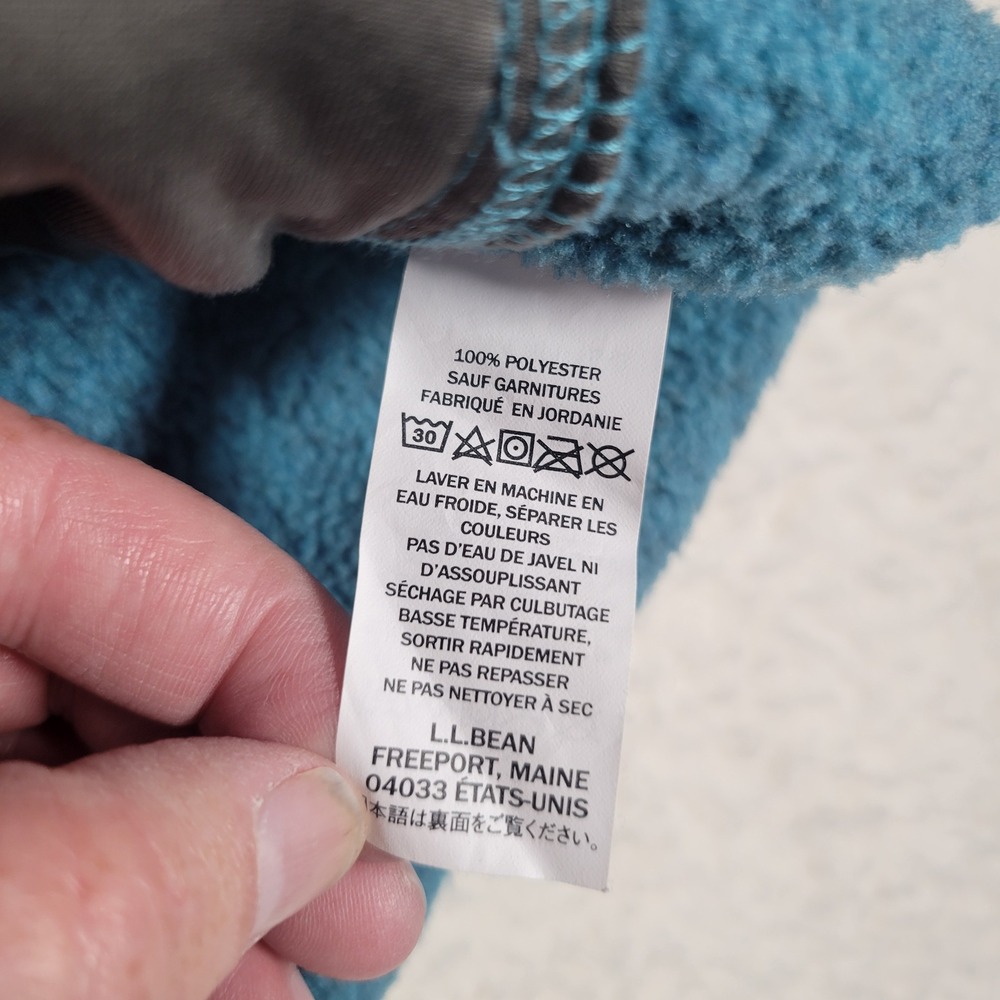 LL Bean Sweater Fleece Pullover Womens Size M Teal  Snap Mock Neck iSpeak Logo - Picture 5 of 9